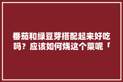 番茄和绿豆芽搭配起来好吃吗？应该如何烧这个菜呢「番茄豆芽怎么种植的视频教程」
