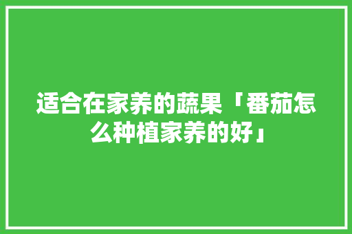 适合在家养的蔬果「番茄怎么种植家养的好」