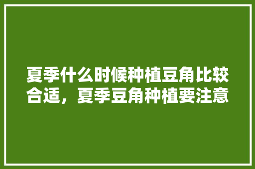 夏季什么时候种植豆角比较合适，夏季豆角种植要注意什么才能丰产「蔬菜种植技巧夏季和秋季的区别」