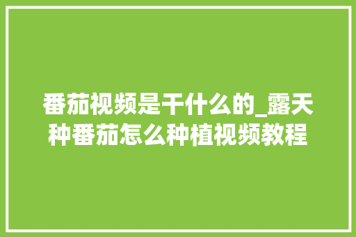 番茄视频是干什么的_露天种番茄怎么种植视频教程 番茄视频是干什么的_露天种番茄怎么种植视频教程 番茄病虫害防治