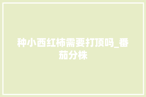 种小西红柿需要打顶吗_番茄分株