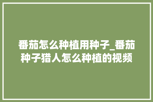 番茄怎么种植用种子_番茄种子猎人怎么种植的视频 番茄怎么种植用种子_番茄种子猎人怎么种植的视频 农业常识