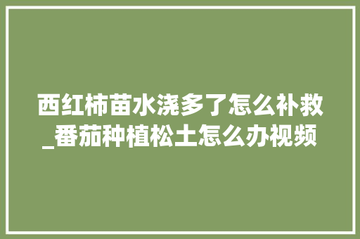 西红柿苗水浇多了怎么补救_番茄种植松土怎么办视频 西红柿苗水浇多了怎么补救_番茄种植松土怎么办视频 番茄病虫害防治