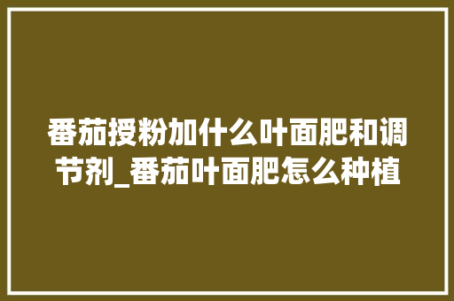 番茄授粉加什么叶面肥和调节剂_番茄叶面肥怎么种植视频
