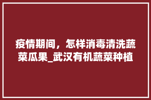 疫情期间，怎样消毒清洗蔬菜瓜果_武汉有机蔬菜种植小技巧视频
