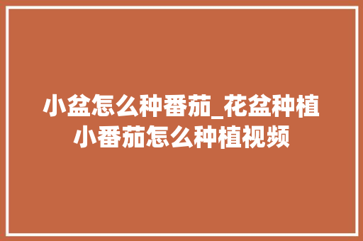 小盆怎么种番茄_花盆种植小番茄怎么种植视频 小盆怎么种番茄_花盆种植小番茄怎么种植视频 农业常识