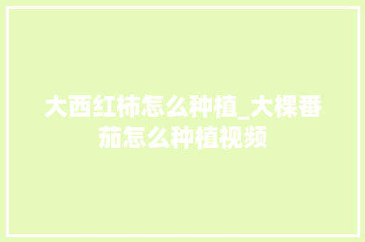 大西红柿怎么种植_大棵番茄怎么种植视频 大西红柿怎么种植_大棵番茄怎么种植视频 植物种类