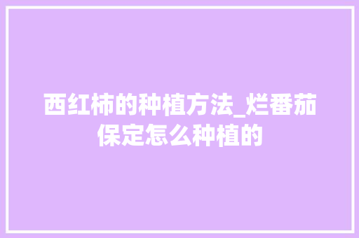 西红柿的种植方法_烂番茄保定怎么种植的 种植技巧 西红柿的种植方法_烂番茄保定怎么种植的 西红柿的种植方法_烂番茄保定怎么种植的 种植技巧