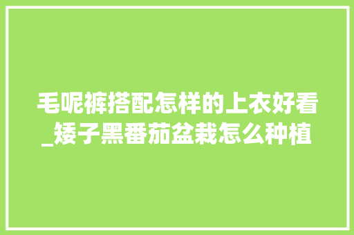 毛呢裤搭配怎样的上衣好看_矮子黑番茄盆栽怎么种植视频 毛呢裤搭配怎样的上衣好看_矮子黑番茄盆栽怎么种植视频 土壤施肥