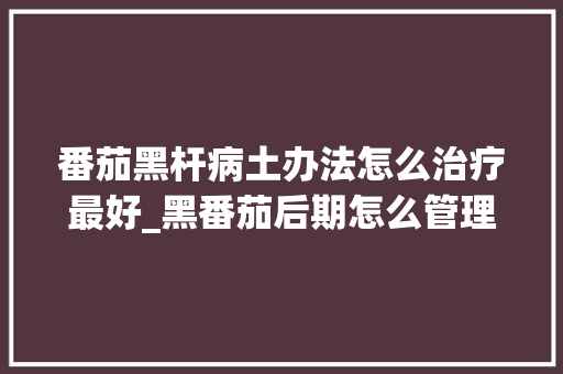 番茄黑杆病土办法怎么治疗最好_黑番茄后期怎么管理种植的 番茄黑杆病土办法怎么治疗最好_黑番茄后期怎么管理种植的 番茄病虫害防治