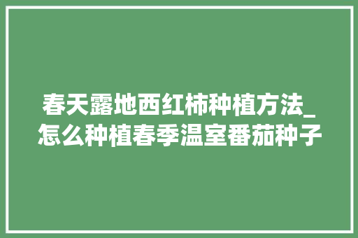 春天露地西红柿种植方法_怎么种植春季温室番茄种子 春天露地西红柿种植方法_怎么种植春季温室番茄种子 花朵知识