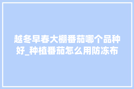 越冬早春大棚番茄哪个品种好_种植番茄怎么用防冻布施肥 越冬早春大棚番茄哪个品种好_种植番茄怎么用防冻布施肥 农业常识