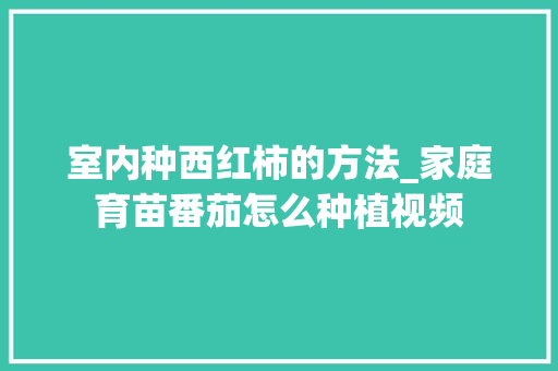室内种西红柿的方法_家庭育苗番茄怎么种植视频 室内种西红柿的方法_家庭育苗番茄怎么种植视频 花朵知识