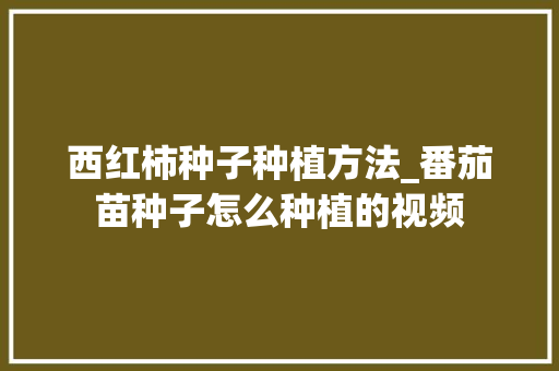 西红柿种子种植方法_番茄苗种子怎么种植的视频 花朵知识 西红柿种子种植方法_番茄苗种子怎么种植的视频 西红柿种子种植方法_番茄苗种子怎么种植的视频 花朵知识
