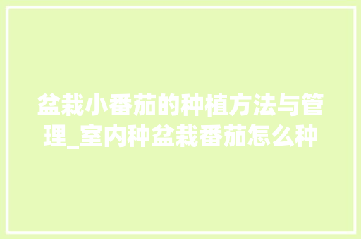 盆栽小番茄的种植方法与管理_室内种盆栽番茄怎么种植视频 盆栽小番茄的种植方法与管理_室内种盆栽番茄怎么种植视频 农业常识