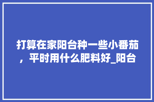 打算在家阳台种一些小番茄,平时用什么肥料好_阳台番茄种植肥料怎么用的 番茄种植技巧 打算在家阳台种一些小番茄,平时用什么肥料好_阳台番茄种植肥料怎么用的 打算在家阳台种一些小番茄,平时用什么肥料好_阳台番茄种植肥料怎么用的 番茄种植技巧