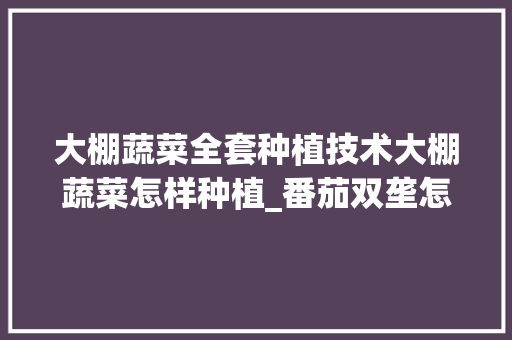 大棚蔬菜全套种植技术大棚蔬菜怎样种植_番茄双垄怎么种植的视频 大棚蔬菜全套种植技术大棚蔬菜怎样种植_番茄双垄怎么种植的视频 番茄种植技巧