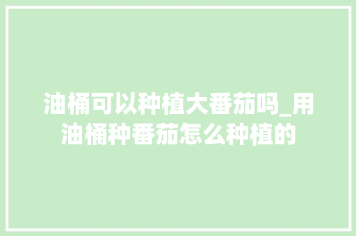 油桶可以种植大番茄吗_用油桶种番茄怎么种植的 油桶可以种植大番茄吗_用油桶种番茄怎么种植的 花朵知识