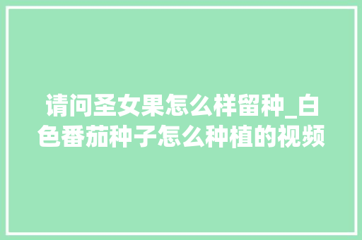 请问圣女果怎么样留种_白色番茄种子怎么种植的视频 植物种类 请问圣女果怎么样留种_白色番茄种子怎么种植的视频 请问圣女果怎么样留种_白色番茄种子怎么种植的视频 植物种类
