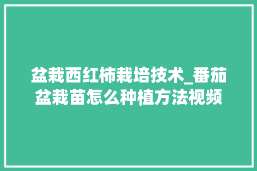盆栽西红柿栽培技术_番茄盆栽苗怎么种植方法视频 盆栽西红柿栽培技术_番茄盆栽苗怎么种植方法视频 农业常识