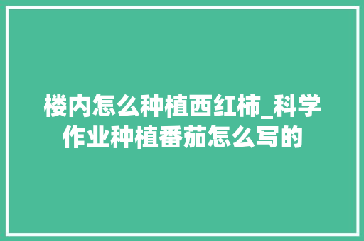 楼内怎么种植西红柿_科学作业种植番茄怎么写的 楼内怎么种植西红柿_科学作业种植番茄怎么写的 番茄病虫害防治