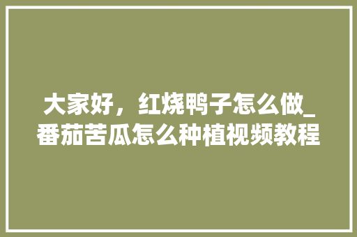 大家好，红烧鸭子怎么做_番茄苦瓜怎么种植视频教程 大家好，红烧鸭子怎么做_番茄苦瓜怎么种植视频教程 土壤施肥