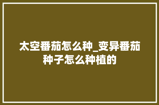 太空番茄怎么种_变异番茄种子怎么种植的