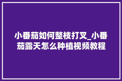 小番茄如何整枝打叉_小番茄露天怎么种植视频教程 小番茄如何整枝打叉_小番茄露天怎么种植视频教程 植物种类