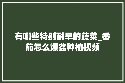 有哪些特别耐旱的蔬菜_番茄怎么爆盆种植视频