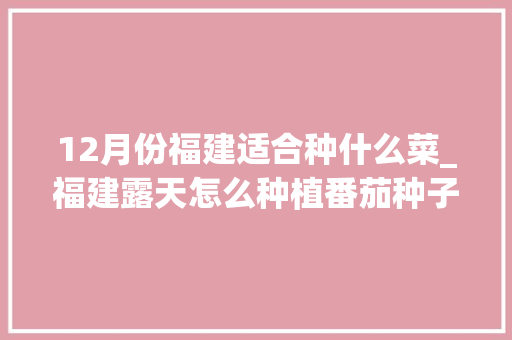 12月份福建适合种什么菜_福建露天怎么种植番茄种子 12月份福建适合种什么菜_福建露天怎么种植番茄种子 番茄病虫害防治