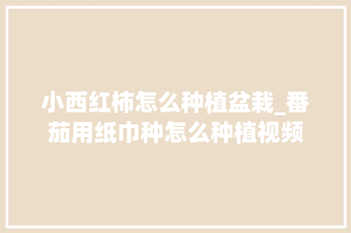 小西红柿怎么种植盆栽_番茄用纸巾种怎么种植视频 小西红柿怎么种植盆栽_番茄用纸巾种怎么种植视频 植物种类
