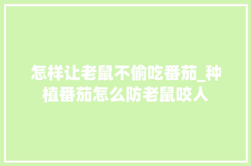怎样让老鼠不偷吃番茄_种植番茄怎么防老鼠咬人 怎样让老鼠不偷吃番茄_种植番茄怎么防老鼠咬人 土壤施肥