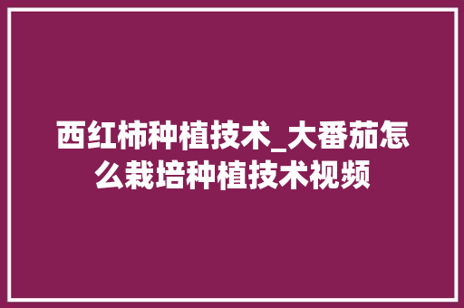 西红柿种植技术_大番茄怎么栽培种植技术视频 西红柿种植技术_大番茄怎么栽培种植技术视频 种植技巧