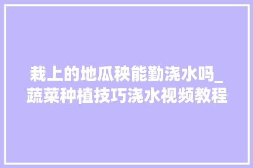 栽上的地瓜秧能勤浇水吗_蔬菜种植技巧浇水视频教程