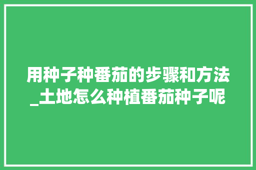 用种子种番茄的步骤和方法_土地怎么种植番茄种子呢视频 用种子种番茄的步骤和方法_土地怎么种植番茄种子呢视频 花朵知识