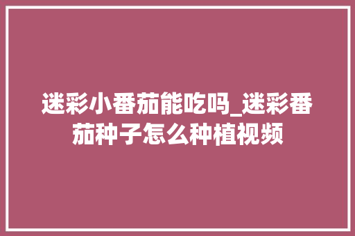 迷彩小番茄能吃吗_迷彩番茄种子怎么种植视频