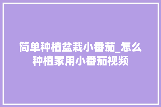 简单种植盆栽小番茄_怎么种植家用小番茄视频 花朵知识 简单种植盆栽小番茄_怎么种植家用小番茄视频 简单种植盆栽小番茄_怎么种植家用小番茄视频 花朵知识