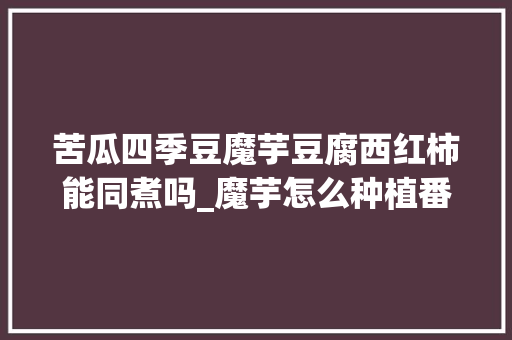 苦瓜四季豆魔芋豆腐西红柿能同煮吗_魔芋怎么种植番茄的视频