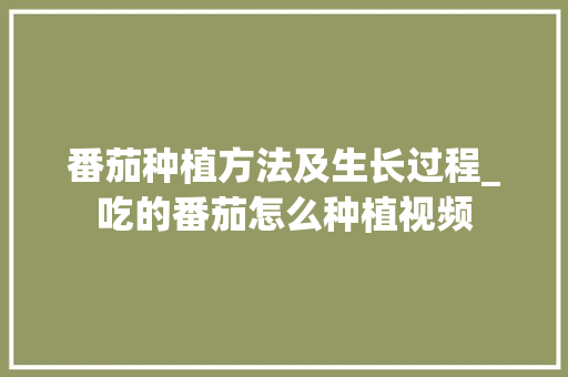 番茄种植方法及生长过程_吃的番茄怎么种植视频 番茄种植方法及生长过程_吃的番茄怎么种植视频 番茄种植技巧