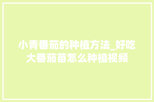 小青番茄的种植方法_好吃大番茄苗怎么种植视频 土壤施肥 小青番茄的种植方法_好吃大番茄苗怎么种植视频 小青番茄的种植方法_好吃大番茄苗怎么种植视频 土壤施肥