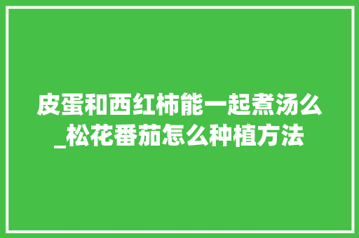 皮蛋和西红柿能一起煮汤么_松花番茄怎么种植方法