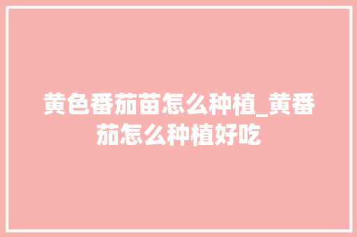 黄色番茄苗怎么种植_黄番茄怎么种植好吃 黄色番茄苗怎么种植_黄番茄怎么种植好吃 农业常识