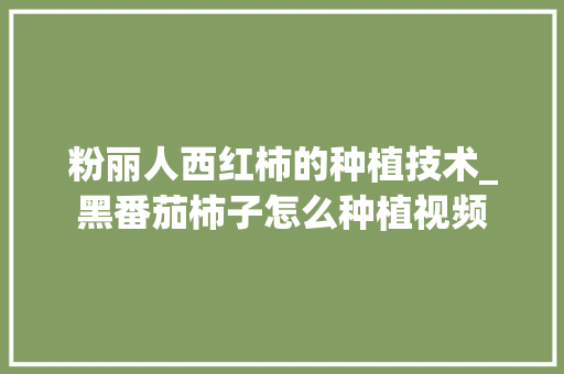 粉丽人西红柿的种植技术_黑番茄柿子怎么种植视频 粉丽人西红柿的种植技术_黑番茄柿子怎么种植视频 土壤施肥