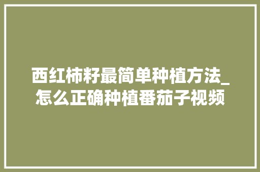 西红柿籽最简单种植方法_怎么正确种植番茄子视频 西红柿籽最简单种植方法_怎么正确种植番茄子视频 种植技巧
