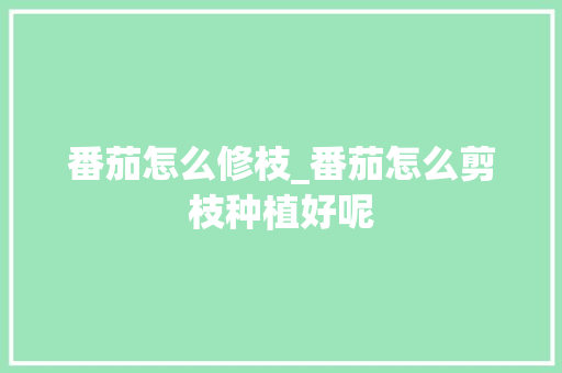 番茄怎么修枝_番茄怎么剪枝种植好呢