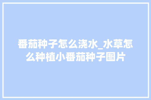 番茄种子怎么浇水_水草怎么种植小番茄种子图片 番茄种子怎么浇水_水草怎么种植小番茄种子图片 农业常识