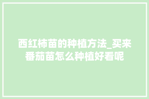 西红柿苗的种植方法_买来番茄苗怎么种植好看呢 西红柿苗的种植方法_买来番茄苗怎么种植好看呢 番茄病虫害防治