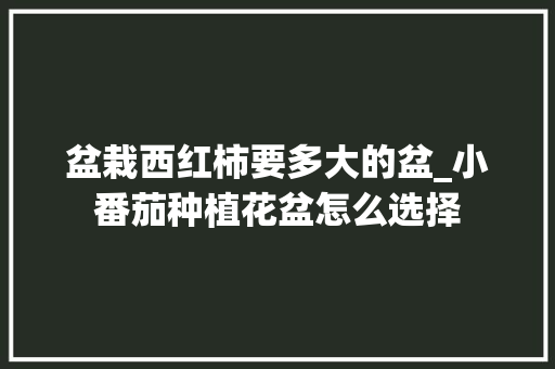 盆栽西红柿要多大的盆_小番茄种植花盆怎么选择 盆栽西红柿要多大的盆_小番茄种植花盆怎么选择 土壤施肥